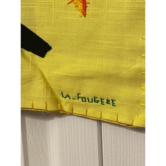 LA FOUGERE Signed HAITIAN Patchwork Applique Folk Art Flag Tapestry Fabric Decor - Picture 3 of 8
